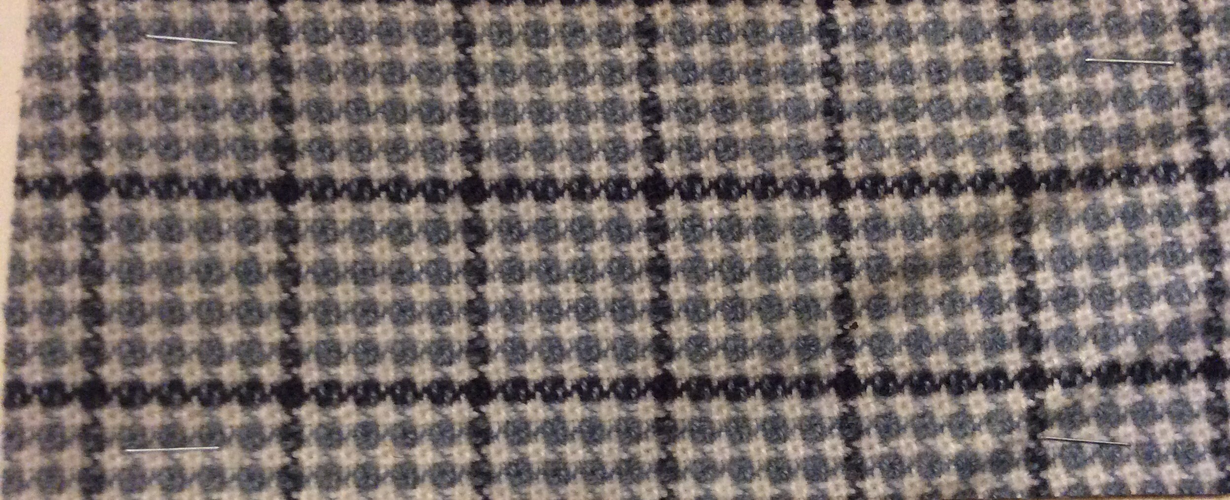 BTY vintage auto upholstery blue houndstooth plaid