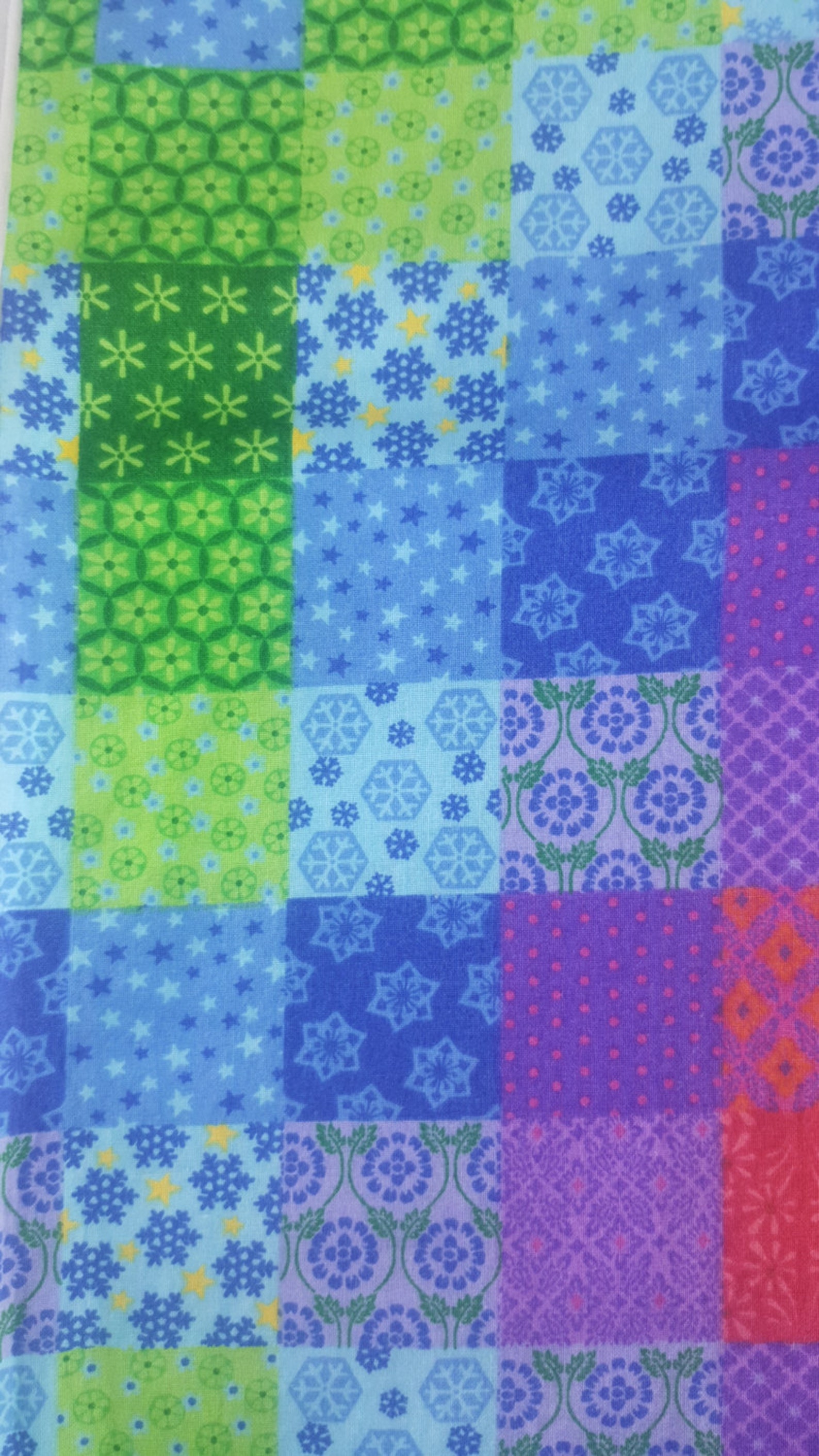 1.5 Yards Faux Quilt Fabric Bright Vivid Colors Etsy