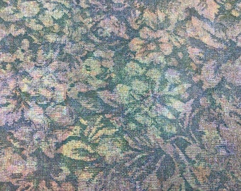 BTY Retro blue green floral vinyl upholstery fabric