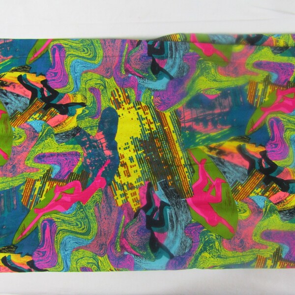 Great vintage mod Hawaiian surfer printed cotton fabric 6.5 yards