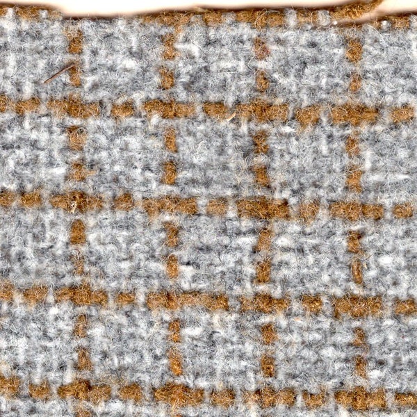 BTY vintage 1984 Jeep tan and grey windowpane upholstery fabric