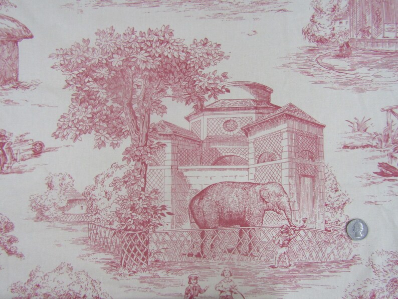 BTY P Kaufmann Victorian Zoo Toile in dark pink