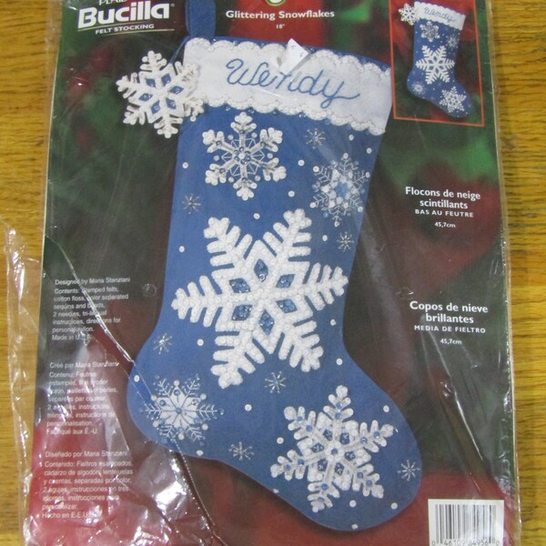 Bucilla Christmas stocking kit blue with snowflakes