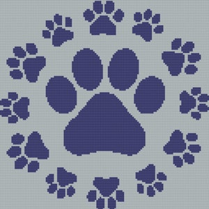 Paw Print Graphgan Digital Pattern - Crochet - C2C - 2 colors