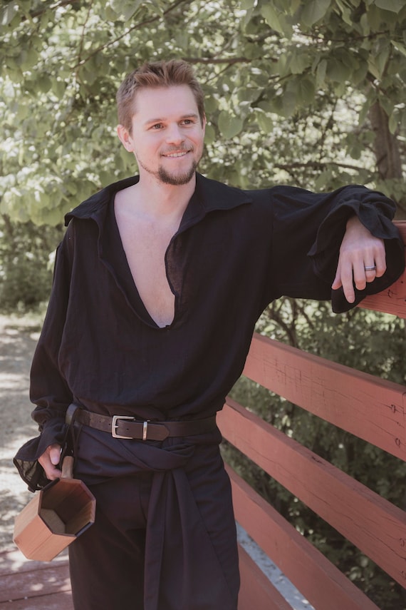 Camisa de algodon Renaissance Faire para hombre y mujer con punos con volantes Etsy Mexico