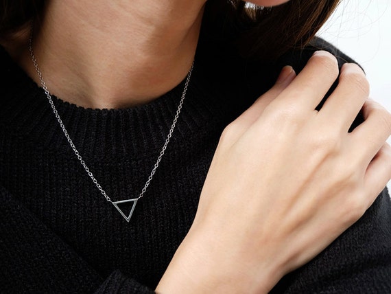 triangle necklace geometric necklace dainty necklace geometric jewelry everyday necklace triangle jewelry triangle triangle pendant