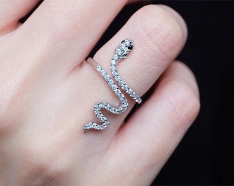 snake ring, eye snake ring, silver snake ring, adjustable snake ring, silver snake, unique snake ring, stackable snake rings, gift for her