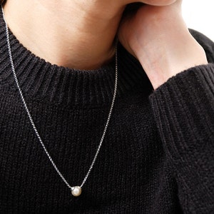 perle de collier, petit collier de perles deau douce, cadeau pour elle, collier minimal, petite perle, petit collier de perles, collier de perle délicat image 1