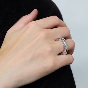 SIDE ZIRCONIA RING, cubic zirconia ring, white ring, cz ring, big ring, heavy ring, large ring, wide cz ring, band ring, statement ring