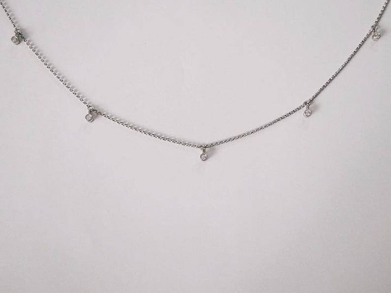 cz drop layered necklace, drop layered necklace, chain choker, birthstone necklace, delicate necklace, dainty necklace, layered necklace image 2