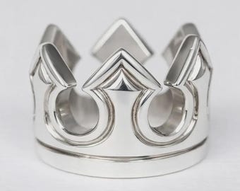 HANDGEMACHTER KRONENRING, silberner handgemachter Kronenring, silberner Kronenring, Königskronenring, silberner Kronenring, königlicher Kronenring, Kronenring