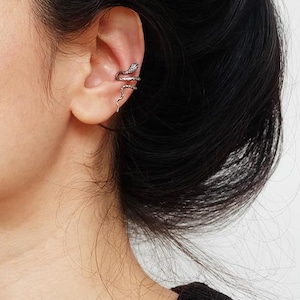 snake ear cuff, snake earrings, silver ear cuff, snake, animal earcuff, snake jewelry, ear crawler, ear climber, ear wrap, serpent ear cuff