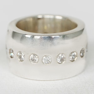 ZIRCONIA STATEMENT RING, cubic zirconia ring, white ring, cz ring, big ring, heavy ring, large ring, wide cz ring, band ring, statement ring