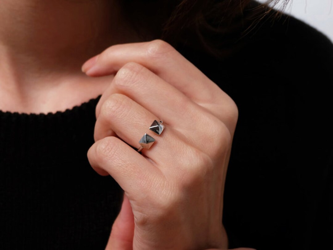 Double Square Ring, Geometric Ring, Square, Silver Square Ring ...