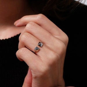 double square ring, geometric ring, square, silver square ring, minimalist ring, square rings, geometric jewelry, adjustable ring