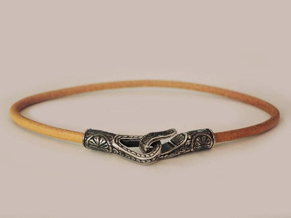 Antique Hook Leather Bracelet, Hook Leather Bracelet, Hook Bracelet,  Leather Bracelet, Nautical Bracelet, Silver Hook Bracelet, Men Bracelet -   Denmark