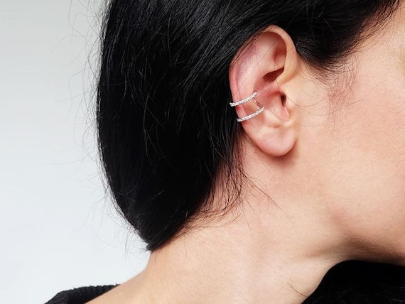 Cz Double Line Ear Cuffs, Ear Cuff, Ear Cuff No Piercing