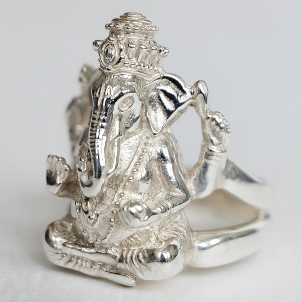 GREAT GANESH RING, ganesh ring, 925 sterling silver, elephant ring, ganesh, blessing, lord of success, wealth, wisdom, om, amulet, good luck