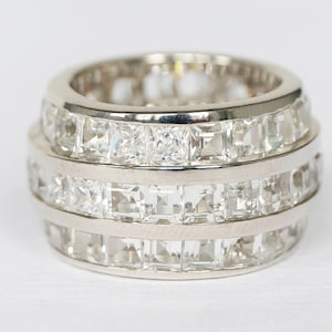 ZIRCONIA STATEMENT RING, cubic zirconia ring, silver band ring, cz ring, big ring, heavy ring, large ring, wide ring, band ring, solid ring