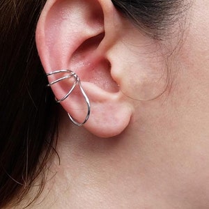 no piercing ear cuff, line ear cuff, upper ear cartilage, cuff earring, sterling silver earring, ear wrap earring, cartilage, silver cuff