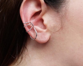 no piercing ear cuff, line ear cuff, upper ear cartilage, cuff earring, sterling silver earring, ear wrap earring, cartilage, silver cuff