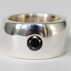 BLACKCZ WIDE RING, cubic zirconia ring, wide domed ring, wide ring, wide solid band, solid ring, heavy ring, big ring, solid silver rings