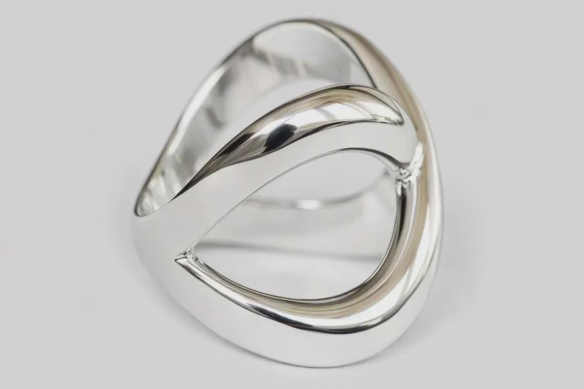 Chunky Silver X Ring, Bold Crossover Band Ring, Adjustable