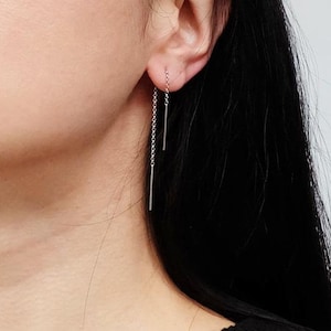 threader earrings, chain earrings, threader earrings silver, threader earrings pin, thread earrings, drop earrings, silver threader earrings image 1