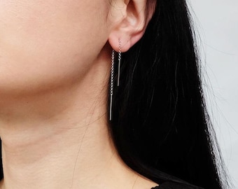 threader earrings, chain earrings, threader earrings silver, threader earrings pin, thread earrings, drop earrings, silver threader earrings