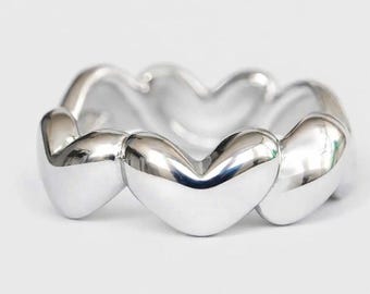 Herz Silber Ring, Herz Band, skulpturale romantische Ring, moderne Liebe Schmuck, Statement Silber Ring für Sie oder Geschenk