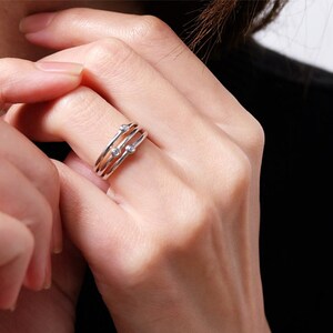 cz three band ring, Three band ring, line ring, minimalist ring, modern ring, simple ring, minimal ring, double line ring, silver line ring