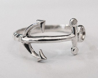 anchor ring, anchor jewelry, nautical jewelry, nautical ring, anchor, beach jewelry, silver anchor ring, silver ring, sailing jewelry