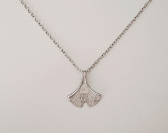 ginkgo necklace, nature necklace, silver necklace, leaf necklace, ginkgo biloba leaf, gift for her, ginkgo, ginkgo jewelry, ginkgo leaf