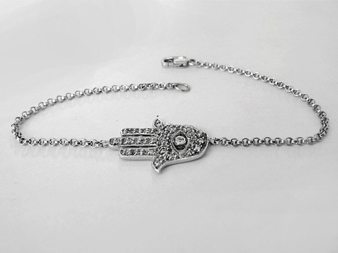 Hamsa Hand Bracelet Hamsa Hand Silver Hamsa Bracelet Hamsa Etsy