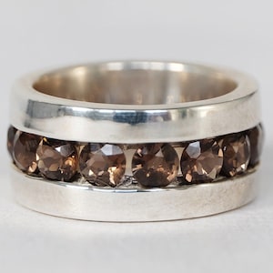 QUARTZ STATEMENT RING, natural smoky quartz ring, solid sterling silver ring, handmade ring, gemstone ring, smoky quartz ring, heavy ring