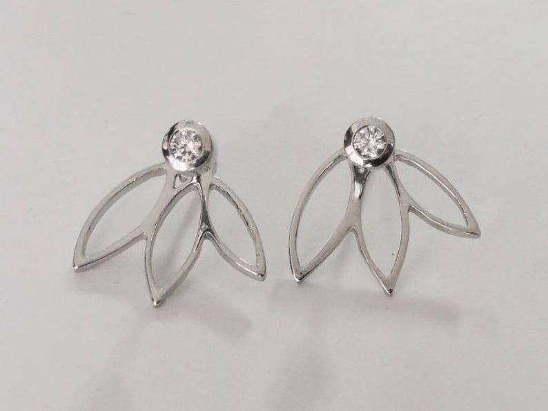 two way leaf earring silver ear jacket ear jacket ear jacket earrings double sided earring front back earrings two way earring
