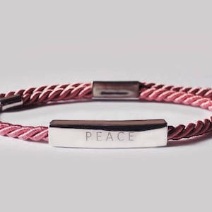Peace Armband, Peace, Erinnerungsarmband, Wunscharmband, Freundschaftsarmband, Seidenarmband, zierliches Armband, verstellbares Armband, Armband