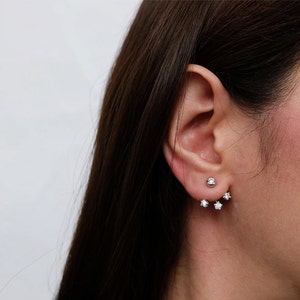 two way cz earring, ear jacket, ear jacket earrings, two way earring, silver ear jacket, double sided earring, front back earrings