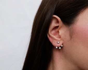 two way cz earring, ear jacket, ear jacket earrings, two way earring, silver ear jacket, double sided earring, front back earrings