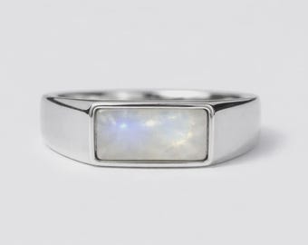 MONDSTEIN RING, 925 Sterling Silber Band, Stapeln Ring, Juni Birthstone Ring, Minimalist Silber Ring, jeden Tag Ring Geschenk