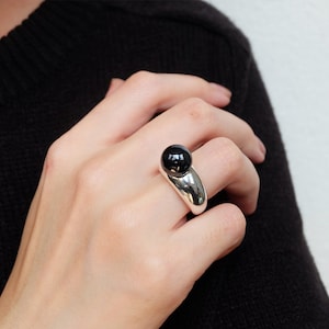 BLACK PEARL RING, pearl ring, black pearl ring, big pearl ring, pearl silver ring, pearl statement ring, solid pearl ring, black pearl