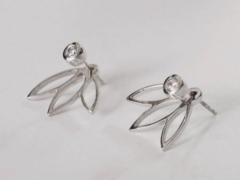 two way leaf earring silver ear jacket ear jacket ear jacket earrings double sided earring front back earrings two way earring