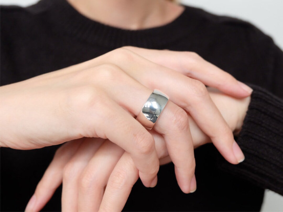 BAND STACKING RING, Wide Silver Ring, Sterling Silver Ring, Stack Ring ...