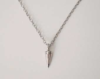 cone necklace, silver cone necklace, long layered necklace, thorn necklace, geometric necklace, dainty necklace, everyday necklace, thorn