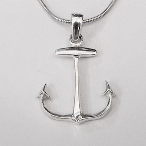 anchor pendant, anchor pendant sterling silver, anchor pendant silver, anchor pendant necklace, anchor necklace charm, anchor necklace women image 1