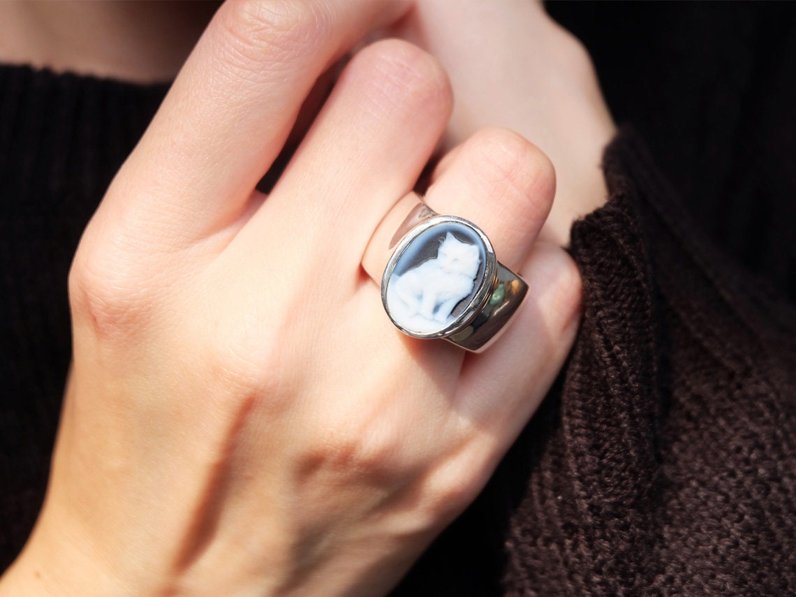 CAT CAMEO RING、カメオリング、猫リング、スターリングシルバー