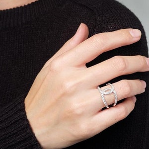 cz cross ring, criss cross ring, cross ring, twist ring, knuckle ring, midi ring, stacking rings, dainty ring, silver cross ring, x ring