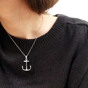 anchor pendant, anchor pendant sterling silver, anchor pendant silver, anchor pendant necklace, anchor necklace charm, anchor necklace women image 2