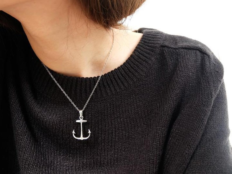 anchor pendant, anchor pendant sterling silver, anchor pendant silver, anchor pendant necklace, anchor necklace charm, anchor necklace women image 2