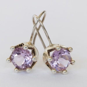 amethyst earrings, dangle earrings, silver earrings, delicate earrings, crown earrings, gemstone earrings, amethyst crown earring, crown